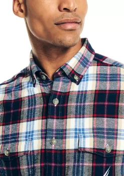 Flash Sale 🤩 Nautica Sustainably Crafted Flannel Plaid 👕 Shirt 😍 -Cheap Nautica Store Belk 1084