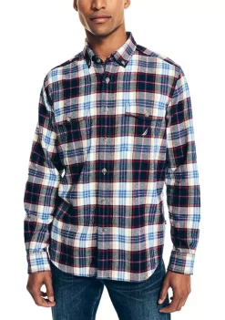 Flash Sale 🤩 Nautica Sustainably Crafted Flannel Plaid 👕 Shirt 😍 -Cheap Nautica Store Belk 1087