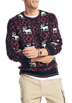 Coupon π Nautica Reissue Printed Jacquard Crew Neck Sweater β
