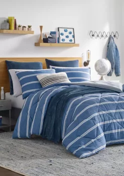 Buy π Nautica Keller 3-Piece Striped Plush Comforter Set π₯