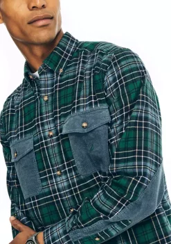 Best Sale 👏 Nautica Sustainably Crafted Plaid Flannel 👕 Shirt 😉 -Cheap Nautica Store Belk 1238