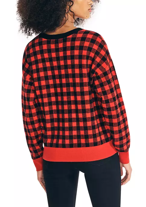 Outlet π Nautica π© Women's Jacquard Gingham Crew Neck Sweater π 2 Outlet π Nautica π© Women's Jacquard Gingham Crew Neck Sweater π - Image 2