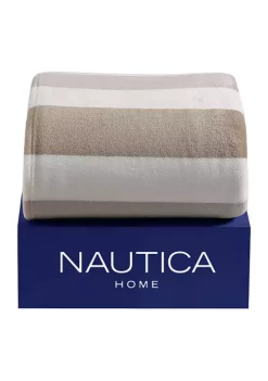 Hot Sale 😉 Nautica Awning Stripe Ultra Soft Plush Fleece - Blanket 👍 -Cheap Nautica Store Belk 1411