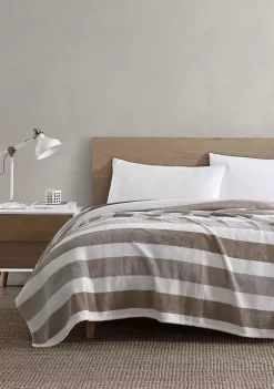 Hot Sale 😉 Nautica Awning Stripe Ultra Soft Plush Fleece - Blanket 👍 -Cheap Nautica Store Belk 1413