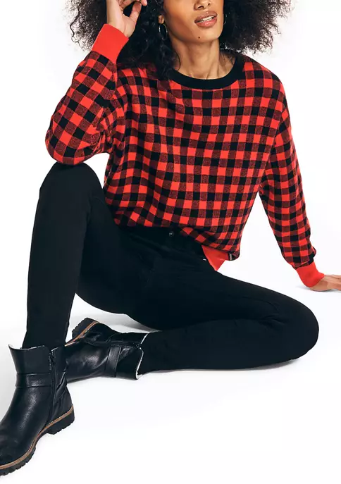 Outlet π Nautica π© Women's Jacquard Gingham Crew Neck Sweater π 5 Outlet π Nautica π© Women's Jacquard Gingham Crew Neck Sweater π - Image 5