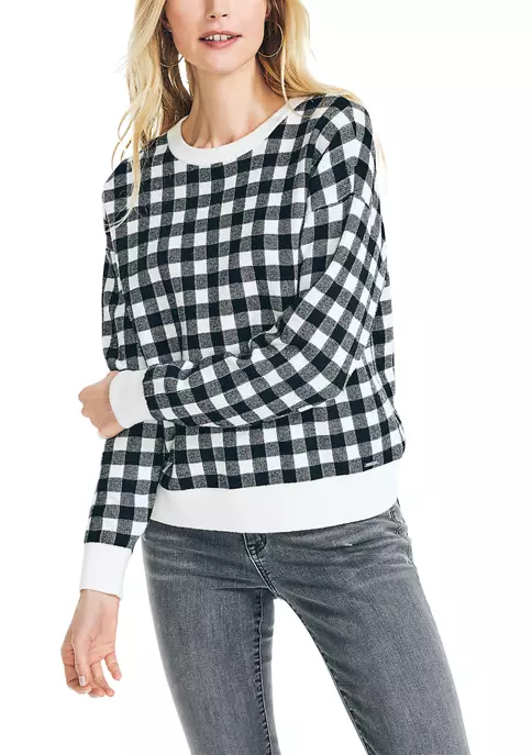 Outlet π Nautica π© Women's Jacquard Gingham Crew Neck Sweater π 6 Outlet π Nautica π© Women's Jacquard Gingham Crew Neck Sweater π - Image 6