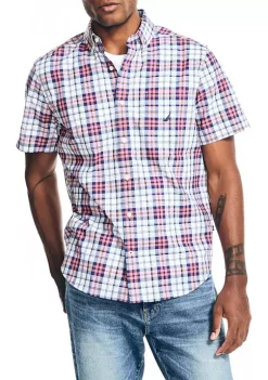 Brand new 🤩 Nautica Plaid Poplin Short Sleeve 👕 Shirt 😉 -Cheap Nautica Store Belk 1474