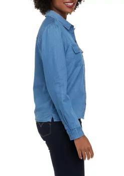 Cheap ⌛ Nautica 👩 Women's Cropped Button Down 👚 Shirt 🔔 -Cheap Nautica Store Belk 149