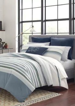 Flash Sale 👏 Nautica Lansier Gray Cotton Comforter Sham Set 😉 -Cheap Nautica Store Belk 1513