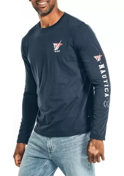 Buy ⭐ Nautica Sustainably Crafted Long Sleeve Graphic T-Shirt ✔️