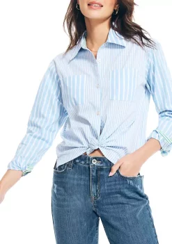 Outlet β€οΈ Nautica π© Women's Striped Boyfriend π Shirt β