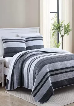 Budget 🧨 Nautica Ardmoore 2-Piece Striped Cotton Quilt Set 🥰