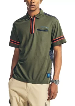 Buy 🧨 Nautica Sustainably Crafted Mixed Media 1/4 Zip Polo 👕 Shirt ❤️
