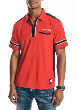 Buy 🧨 Nautica Sustainably Crafted Mixed Media 1/4 Zip Polo 👕 Shirt ❤️ -Cheap Nautica Store Belk 1612