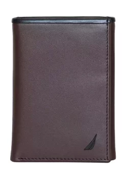 Coupon 👍 Nautica Pop Color Leather Trifold Wallet 🎉 -Cheap Nautica Store Belk 1676