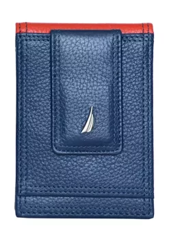 Wholesale βοΈ Nautica Pebble Two-Tone Leather Front Pocket Wallet - Navy/Red π―