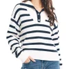 Top 10 😀 Nautica 👩 Women's Striped 1/4 Button Sweater 👍