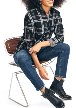 Budget 🤩 Nautica 👩 Women's Plaid Button Down 👚 Shirt ❤️ -Cheap Nautica Store Belk 1784