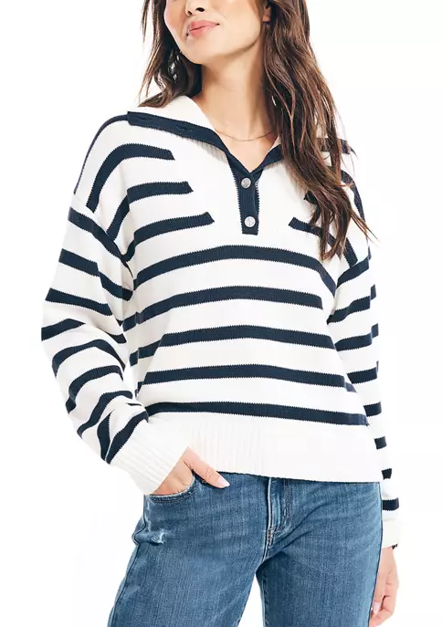 Top 10 π Nautica π© Women's Striped 1/4 Button Sweater π 6 Top 10 π Nautica π© Women's Striped 1/4 Button Sweater π - Image 6