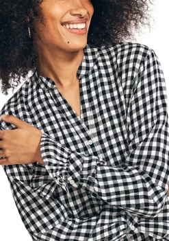 Brand new 🧨 Nautica 👩 Women's Checkered Boyfriend Top 😉 -Cheap Nautica Store Belk 1826