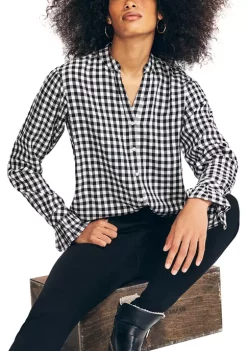 Brand new 🧨 Nautica 👩 Women's Checkered Boyfriend Top 😉 -Cheap Nautica Store Belk 1827