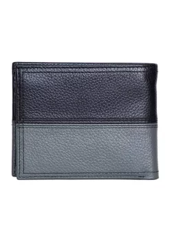 Discount ✔️ Nautica Pebble Two-Tone Leather Bifold Wallet - Black/Gray 🔔 -Cheap Nautica Store Belk 1857