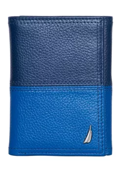 New ⌛ Nautica Pebbled Two Tone Leather Trifold Wallet 👍 -Cheap Nautica Store Belk 1897