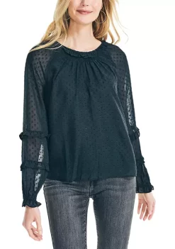 Top 10 π Nautica π© Women's Dotted Ruffle Neck Top π