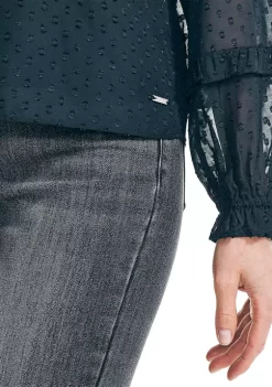 Top 10 🛒 Nautica 👩 Women's Dotted Ruffle Neck Top 👏 -Cheap Nautica Store Belk 1988