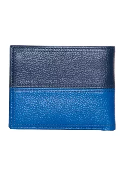 Budget 😍 Nautica Pebble Two-Tone Leather Bifold Wallet - Cobalt Blue 💯 -Cheap Nautica Store Belk 2037