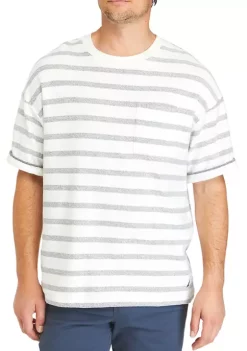 Cheap 🎁 Nautica Short Sleeve Stripe Crew Neck 👕 Shirt ❤️