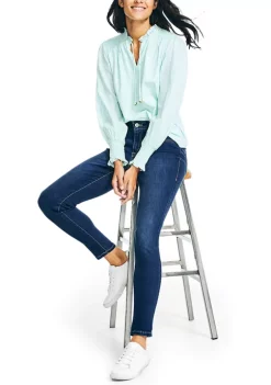 Best Pirce ❤️ Nautica 👩 Women's Striped Ruffle Neck Top ⭐ -Cheap Nautica Store Belk 2210