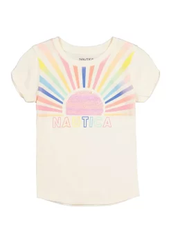 Deals ⭐ Nautica 👧 Girls 4-6x Flip-Sequin Ombré Sun T-Shirt 🛒
