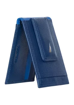 Outlet 🥰 Nautica Pebbled Two Tone Leather Front Pocket Wallet ✔️ -Cheap Nautica Store Belk 2269