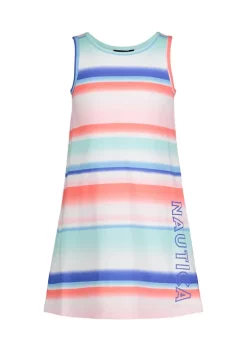 Best Sale 🥰 Nautica 👧 Girls 4-6x Ombré Stripe Tank 👗 Dress 💯