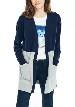 Coupon 👍 Nautica 👩 Women's Longline Color Block Cardigan 🧨