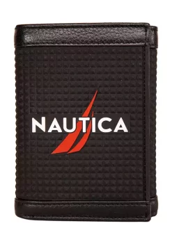 Discount 😍 Nautica Rubber Logo Leather Trifold Wallet ⭐