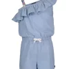 Promo 👍 Nautica 👧 Girls 7-16 Chambray Asymmetrical Ruffle Romper 💯