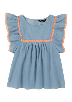 Cheap 🤩 Nautica 👧 Girls 7-16 Ruffled Chambray Top 😀 -Cheap Nautica Store Belk 2553
