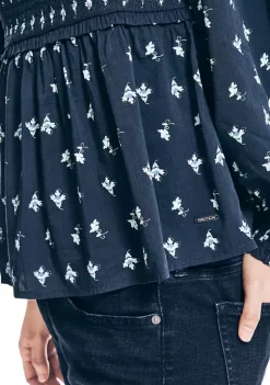 Flash Sale 😍 Nautica 👩 Women's Sustainably Crafted Printed Square Neck Top 🎁 -Cheap Nautica Store Belk 2706