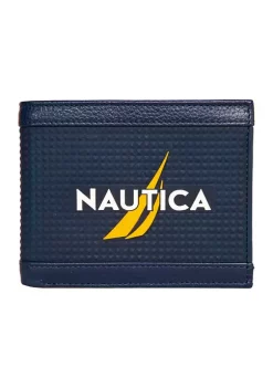 Coupon 🎉 Nautica Rubber Logo Leather Bifold Wallet ⭐