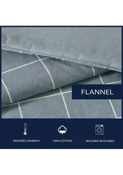 Best Sale ⌛ Nautica Apley Grid 100% Cotton Flannel 2 Piece Comforter Bedding Set 🌟 -Cheap Nautica Store Belk 2835