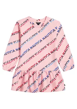 Best reviews of 🥰 Nautica Toddler 👧 Girls Logo Print Fleece Flounce-Hem Sweatshirt 👗 Dress 😉 -Cheap Nautica Store Belk 2892
