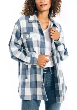 Best Pirce 🛒 Nautica 👩 Women's Long Sleeve Buffalo Check 👚 Shirt Jacket 🔔