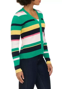 Budget 🔔 Nautica 👩 Women's Sustainably Crafted Striped Cardigan 🔔 -Cheap Nautica Store Belk 3044