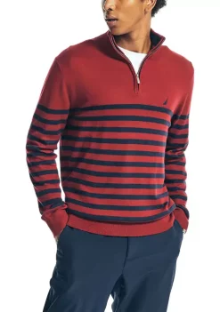 Budget 🌟 Nautica Navtech Striped 1/4 Zip Sweater 😉