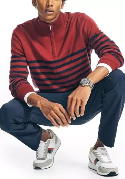 Budget 🌟 Nautica Navtech Striped 1/4 Zip Sweater 😉 -Cheap Nautica Store Belk 51