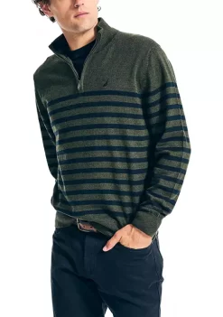 Budget 🌟 Nautica Navtech Striped 1/4 Zip Sweater 😉 -Cheap Nautica Store Belk 54