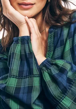 Promo 🥰 Nautica 👩 Women's Tartan Ruffle Popover Top 🔔 -Cheap Nautica Store Belk 549