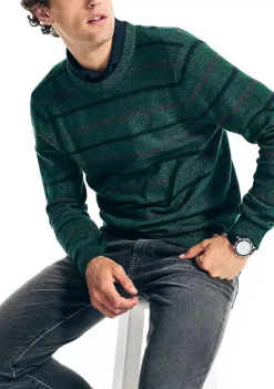 New 🎉 Nautica Sustainably Crafted Striped Crew Neck 💯 -Cheap Nautica Store Belk 603